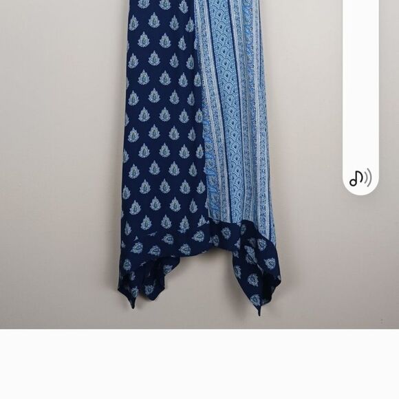 ANTHRO MEAVE Boho Blue Paisley Patterned Hi Low Sharkbite Hem Dress SIZE 0P - Picture 10 of 11